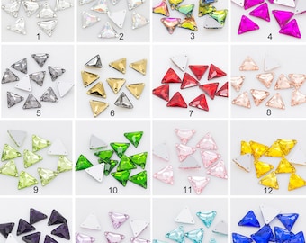 Triangle Flat back Sew On Rhinestone Sewing Crystals Sparkling Garment Gems Costume Decor Bling Embellishment 12mm 16mm