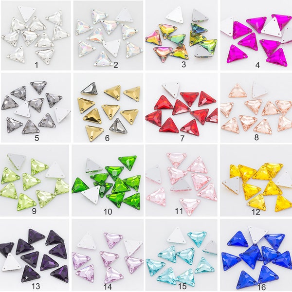 Triangle Flat back Sew On Rhinestone Sewing Crystals Sparkling Garment Gems Costume Decor Bling Embellishment 12mm 16mm