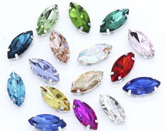 Navette Sew On Rhinestones: Marquise Crystal Beads for Wedding Dress