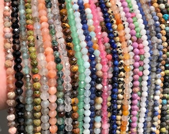 4mm Faceted Beads Natural Gemstone Round Beads For Jewelry Making Bracelet Necklace Healing Crystal