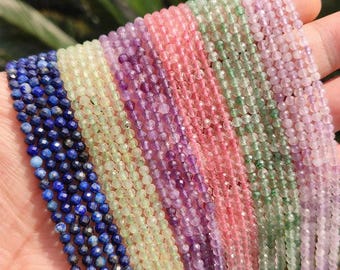 4mm Faceted Gemstone Beads For Jewelry Making Bracelet Necklace Natural Gems Healing Crystal Bead