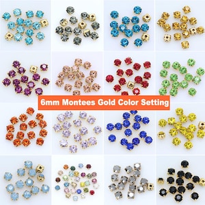Perline da cucire con strass di cristallo da 6 mm: montatura in oro