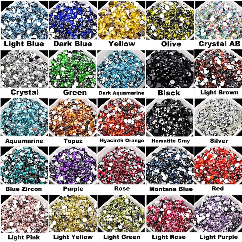 1000 Resin Flat Back Rhinestone DIY Deco Bling Embellishments 2mm 3mm 4mm 5mm 6mm Crystal Loose Beads image 1