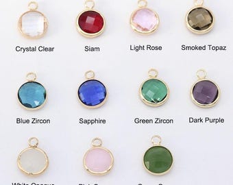 Runde Anhänger Birthstone Charme Gold Bezeled Facettierte Kristall-Charme-Armband-Halskette Schmuck machen Lieferungen