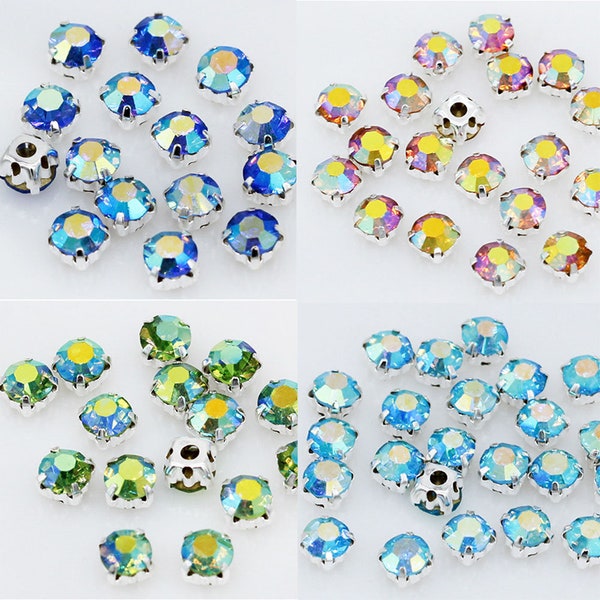 AB Sew On Rhinestones Loose Montees Sew On Crystal Sparkling Sewing Beads Jewelry Making Chaton Bling Embellishments