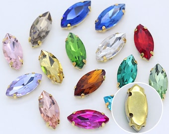 Sew On Marquise Rhinestones: Crystal Glass Navette Beads