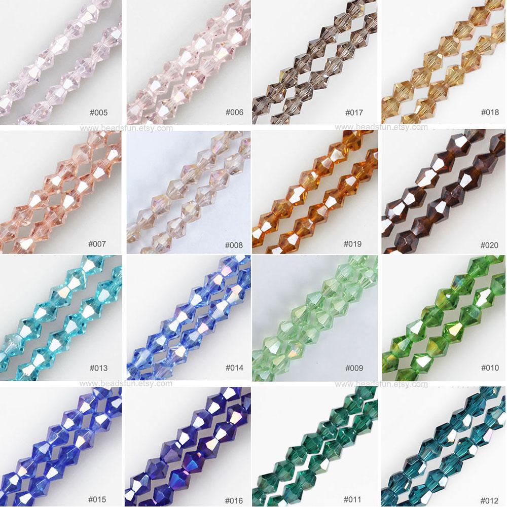 Ab Color AB Color Bicone Crystal Beads: Aurora Borealis Faceted Gems - 3mm 4mm ...