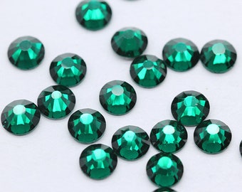 Emerald Flat Back Rhinestone Dark Green Crystal Glass Rhinestone Loose Beads 2mm 3mm 4mm 5mm 6mm Embellishments