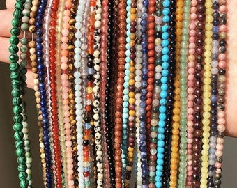 2mm Natural Gemstone Beads Round Beads For Jewelry Making Handmade Bracelet Necklace Healing Crystals
