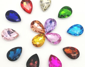 Teardrop Rhinestone Pointed Back Crystals 4x6mm 6x8mm 10x14mm Pear Shape Fancy Stone Glass Loose Beads Bling Embellishments