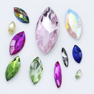 Navette 9x18mm,13x27mm Pointed Back Rhinestone Marquise Crystals Glass Beads Faceted Fancy Stone Embellishment Gems