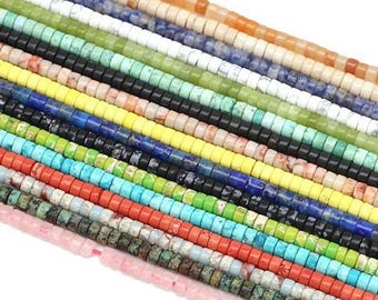 Heishi Gemstone Beads: 2x4mm Rondelle Disc, 15 Inch Strand