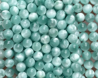 Green Moonstone Gemstone Beads Green Crystal Round Beads Jewelry Making Gems 6mm 8mm 10mm