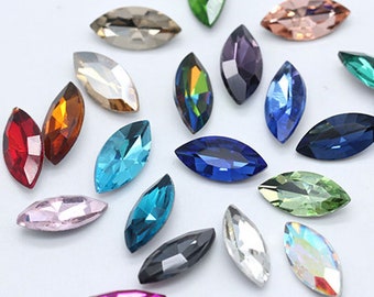 Navette 7x15mm,5x10mm Pointed Back Crystals Marquise Rhinestone Glass Beads Fancy Stone Embellishment Gems