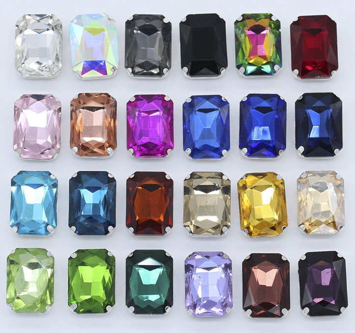 Octagon Sew on Rhinestone 8x10mm 10x14mm 13x18mm 18x25mm Rectangle ...