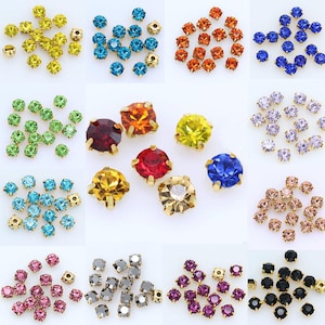 Gold Setting Crystal Rhinestone Montees: 8mm Sew-On Bling Embellishments