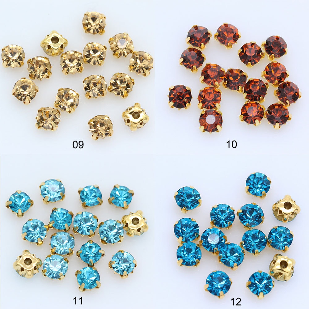 4mm Sew on Rhinestones: Gold Setting Crystal Chatons - 100pcs - Etsy