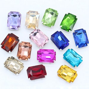 Octagon Sew On Rhinestone 8x10mm 10x14mm 13x18mm 18x25mm Rectangle Rhinestone Crystal Beads Bling Decor