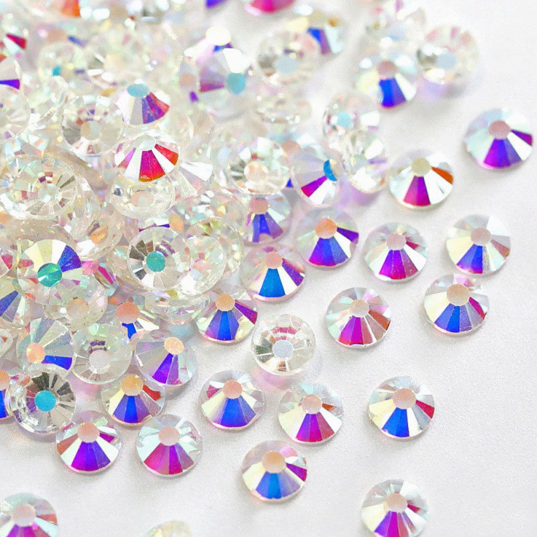 Crystal Clear AB Rhinestones: Flat Back Glass Beads for Costume Decor ...