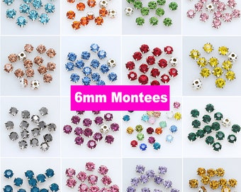 6mm Montees Sew On Rhinestone Chatons Crystal with Setting Glass Beads Bling Embellishments For Fabric