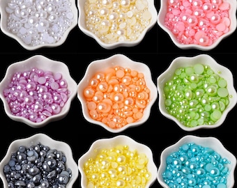 Perlen Flatback Halbrunde Perle Mischgrößen Faux Perle für Becher Nail Art Verschönerung
