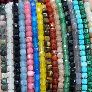 Faceted Gemstone Cube Beads 6x6mm: Mosaic Jewelry Making Supplies