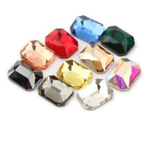 Flat Back Rhinestone Rectangle 6x8mm 8x10mm Octagon Crystal Beads Glue On Rhinestone Bling Embellishment Nail Beads