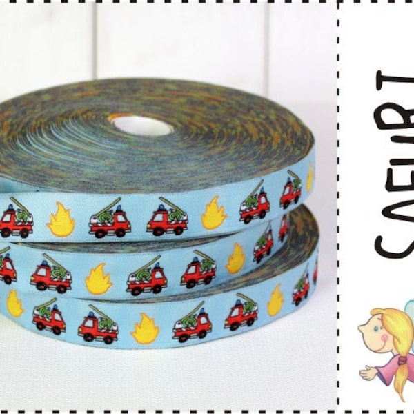 Webband Fire Truck Sewing Band Fire Brigade 1 m Woven Ribbon