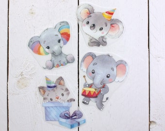 Bügelbild Elefant Geburtstag Bügelmotiv Patch Transfer Koala Katze Kindergeburtstag