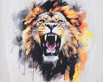 Iron-on image lion yellow iron-on motif patch transfer iron on lion head watercolor