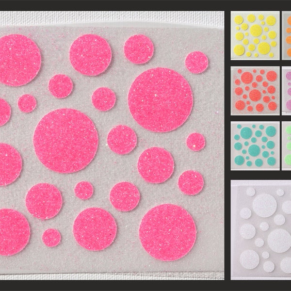 Glitzerpunkte 21 Stück Nachtleuchtend zum aufbügeln Iron on Bügelbild Dots Neon