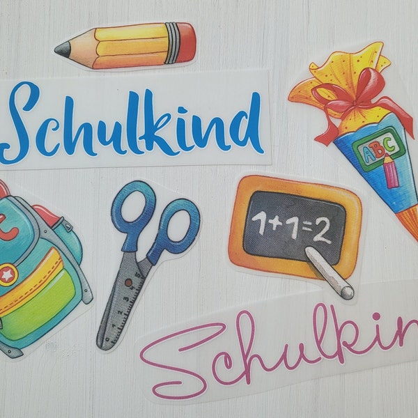 Bügelbild Schulanfang Bügelmotiv Patch Transfer Schule 1.Klasse