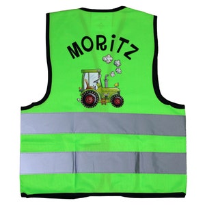Warning vest child in green personalized and tractor signal vest safety vest for children