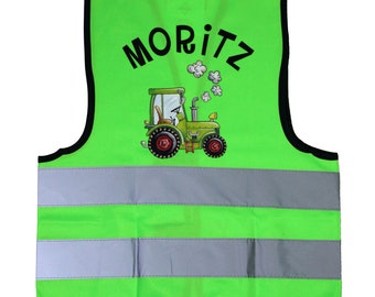 Gilet de sécurité pour enfants personnalisé en vert et gilet de signalisation de tracteur gilet de sécurité pour enfants