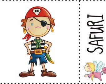 Pirate Ironing Motif Ironing Picture Application Patch Ironing Motif Children's Motif Watercolor Best Quality