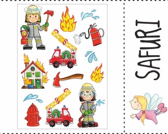 Ironing Picture Firefighter Set 10 Motifs Fire Truck Fire Extinguisher Patches Transfer Picture Fire