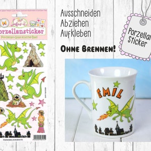 Porcelain Sticker Dragon 1 Sheet Sticker Cup Sticker Mug Sticker Children's Birthday Party