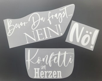 Bügelbild Schrift Spruch zum aufbügeln Konfetti Nö Bevor Du fragst...