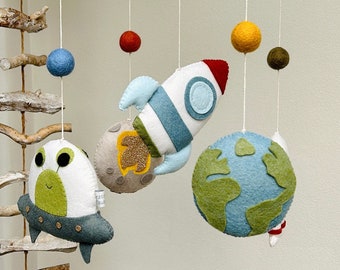 Space Weltraum Mobile aus Filz - Baby Mobile