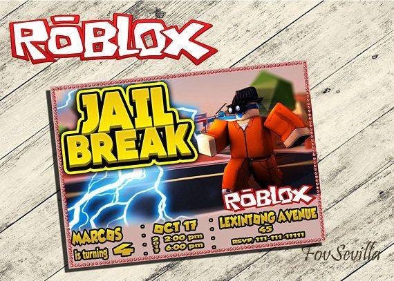 Roblox Invitation Jail Break Roblox Birthday Invitation Etsy - break my mind roblox