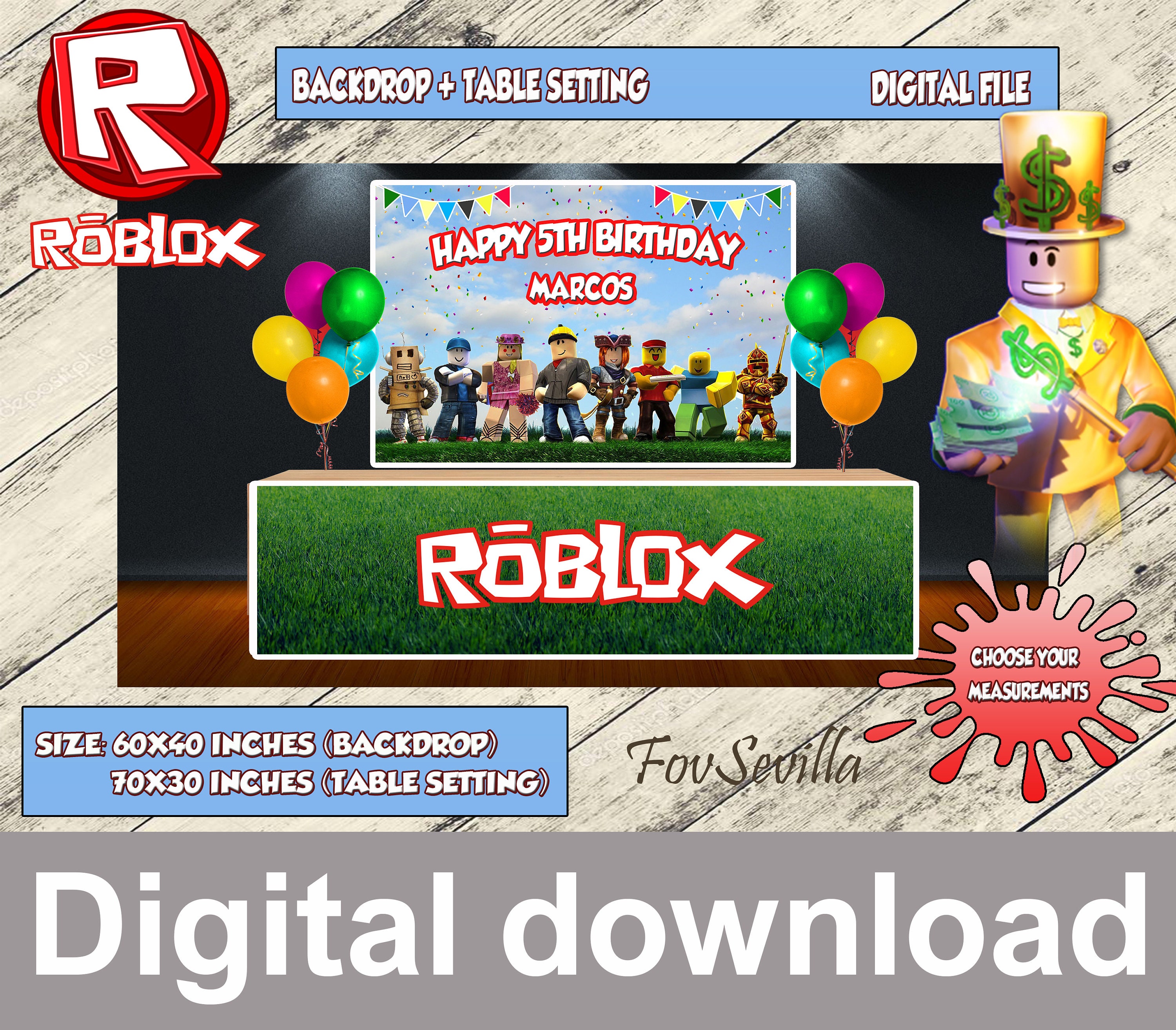 Backdrop Roblox Download Roblox Party Poster Roblox Digital Etsy - roblox downloadf