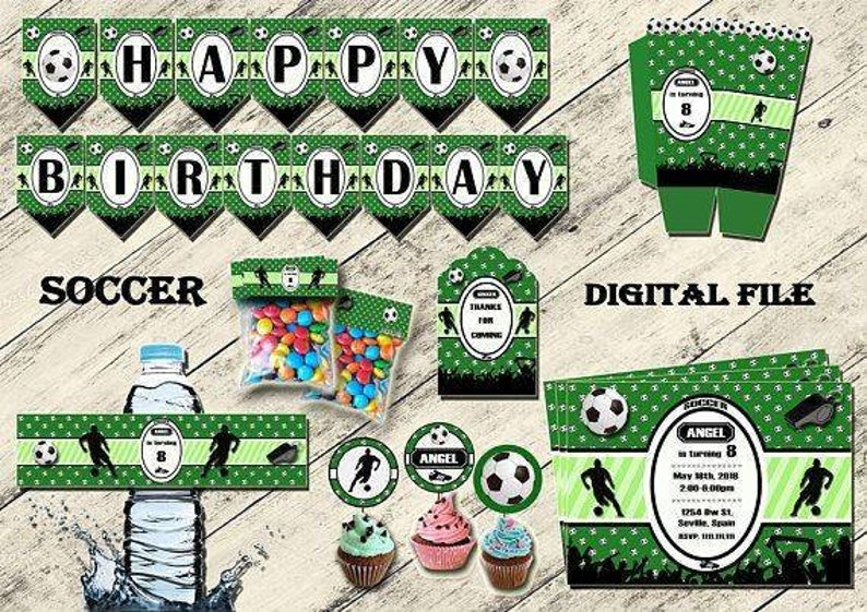 Soccer Party Kit Birthday Party Soccer Kit Fiesta Futbol Etsy - free printable roblox water bottle labels fiesta