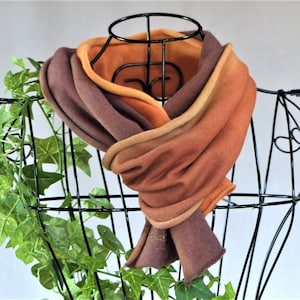 HERBSTWIND - pflanzengefärbter Wollschal, Jersey in orange braun, ökologisch nachhaltig
