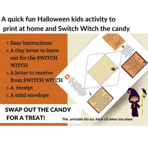 Utskrivbart aktivitetskit för Halloween med häxa: Godisbytesspel (PDF-nedladdning)