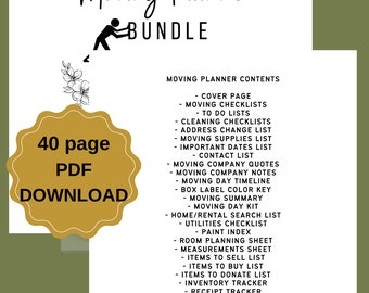 Moving Planner Bundle: Home Move Checklist, Schedules, Trackers (PDF Download)