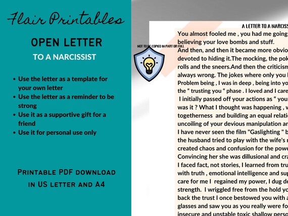 Letter To Narcissist Partner Divorce Breakup Letter Etsy letter-to-narcissist-partner-divorce-breakup-letter-etsy