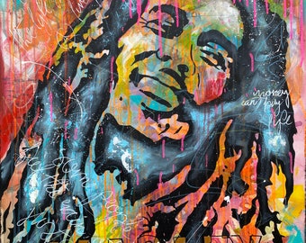 money can't buy life - Bob Marley - 80 cm x 100 cm