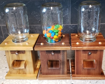 Hardwood Candy Dispenser with Mason Jar, Christmas Gift