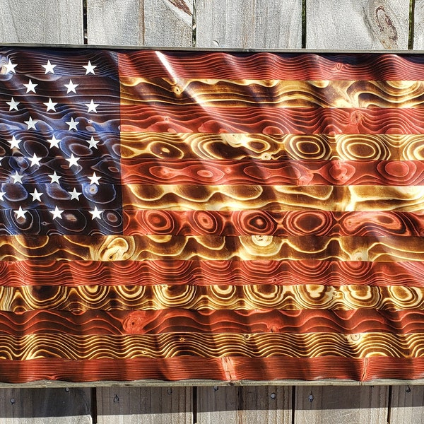 Wavy Wooden Flag Military Etsy