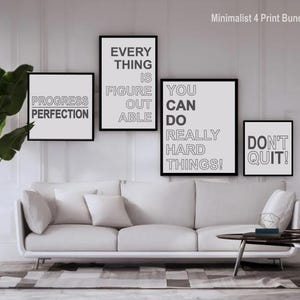 Minimalist Motivational Print Bundle – 4 Digital Wall Art Prints – Inspirational Typography Posters – Instant Download